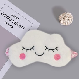 Cute Animal Sleeping Mask Soft Plush Blindfold Cute Rabbit Panda Koala Eye Cover Eyeshade for Kids Teens Girls Women (White Cloud)