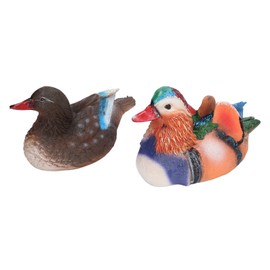 2PCS Floating Mandarin Duck Statue Resin Cute Animal Decor Sculpture Ornament for Outdoor Garden Pond Light Color