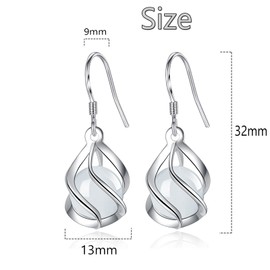 Hook Silver Women's Earrings, Earrings Twist Long, Earrings Hanging, Wave Leaf Tassel Earrings, Silver Earrings Women's Earrings Fashion, Stainless Steel