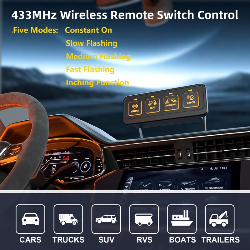 Somaer 4 Gang Wireless Switch Panel,5 Control Modes, Multifunction Remote