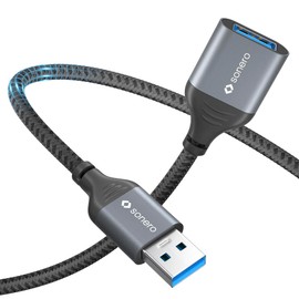 Sonero® USB-A auf USB-A Datenkabel, Verlängerungskabel, USB Kabel Typ A, USB 3.0, 5GB/s, space grey/schwarz, 0,50m
