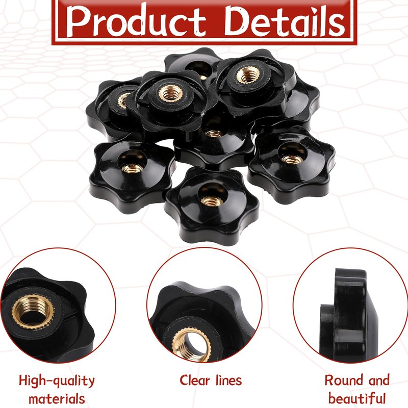 Pack of 10 M8 star grip nuts, star nuts, clamping