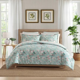 Laura Ashley - Comforter Set, Luxurious Bedding with Matching Sham, Soft & Serene Room Essentials (Rosemoore Teal, Twin)