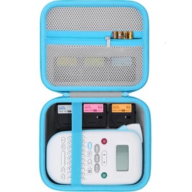co2CREA Case for Brother PT-N10 Personal Handheld Label Maker, Storage Holder Carrying Organizer for Label Tapes and Other Accessories (White Case + Blue Zipper)