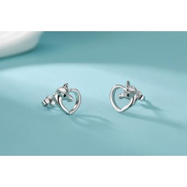 Qings Unicorn Stud Earrings Girls 925 Sterling Silver Hypoallergenic Birthday Gifts for Women Daughter Teen Children