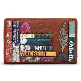 Yoshi William Shakespeare Bookworm Flap Over Ladies Purse, Genuine Leather Womens Wallet