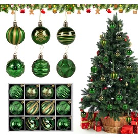 Green Baubles, 12pcs Christmas Tree Decorations, Hanging Shatterproof Baubles for Christmas Tree, 6cm Plastic Christmas Tree Ornaments for Xmas Festival Holiday Decoration