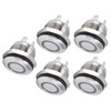 5Pcs Button Switch Stainless Steel Flat Top Button with LED
