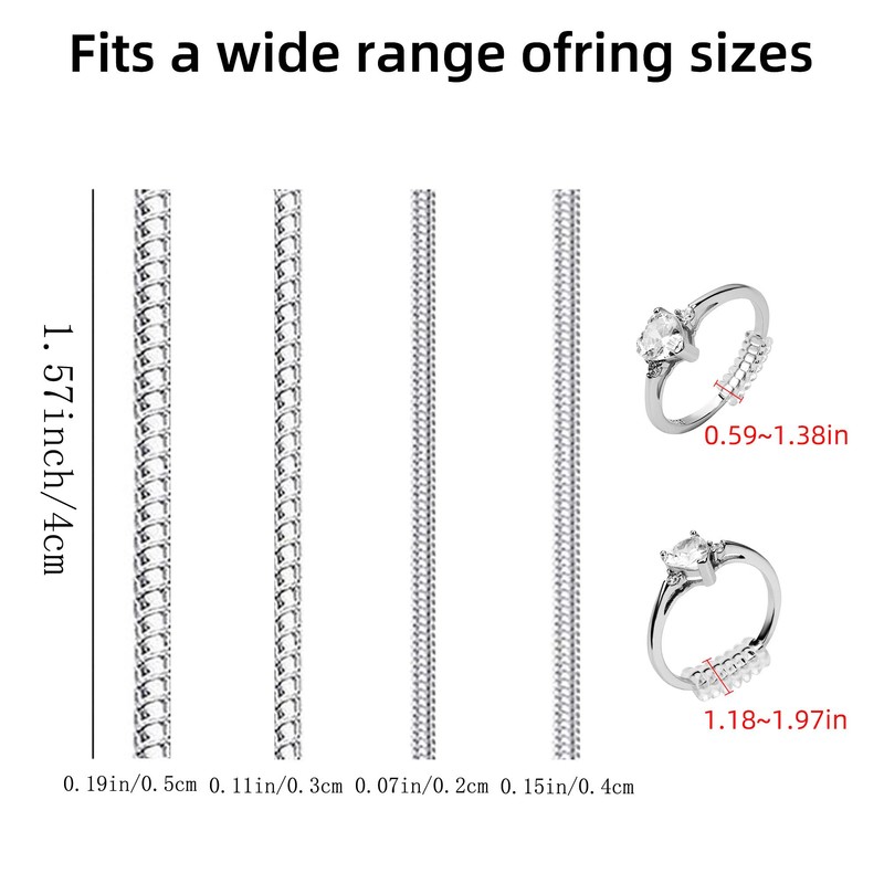 TUNQISM 8pcs Transparent Ring Size Adjustment Tool, Transparent Winding Rope