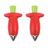 Strawberry Huller Fruit Slicer Set, Red/Green, quick Remove Strawberry berry