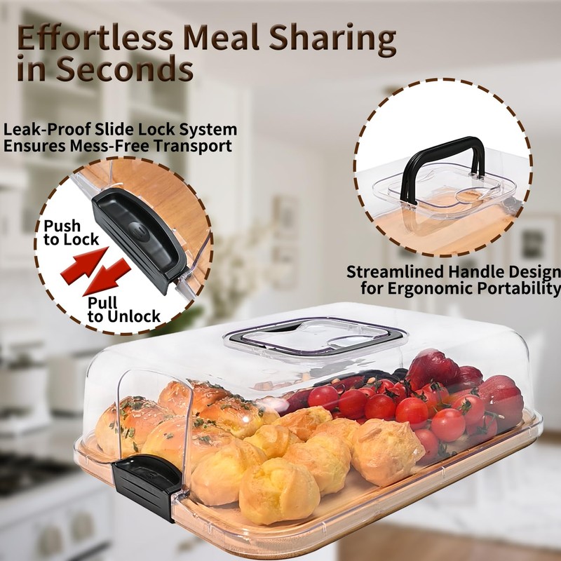 JEPISADI Bamboo Cheese Board with Lid - 12" Compact Snack