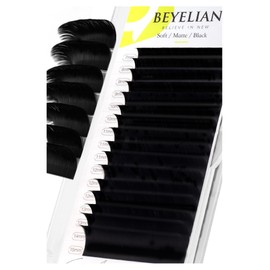 BEYELIAN Eyelash Extensions Classic Lash Extensions 0.15 D+ Curl 7-15mm Mixed 16 Rows Tray, Soft Individual Lashes Matte Black Eyelash Extension Professional Supplies for Lash Techs
