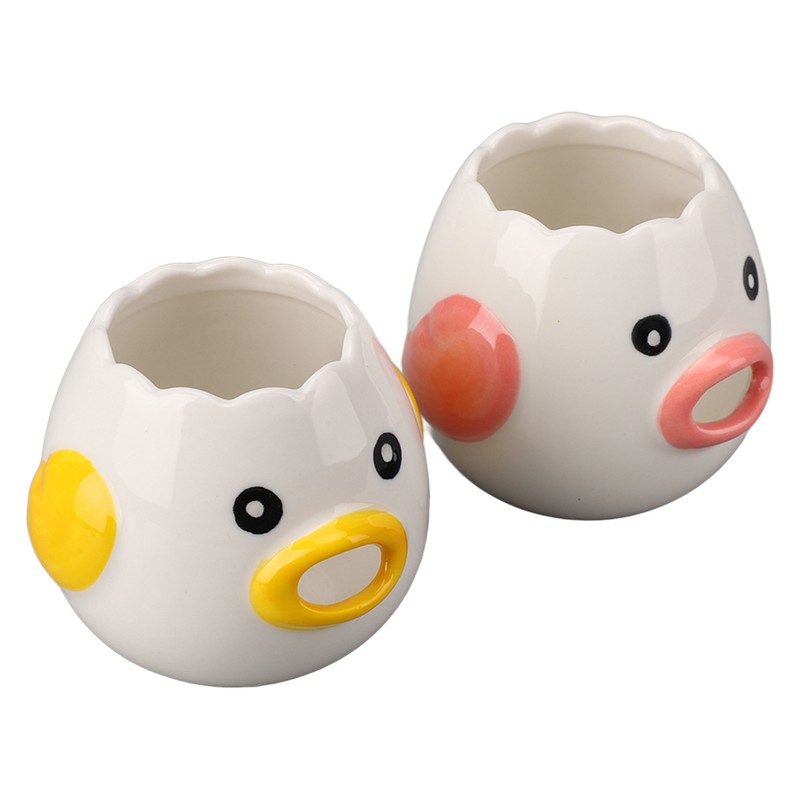 2pcs Egg Separator Ceramic Chicken Shaped Egg Yolk White Filter