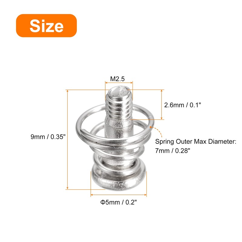 sourcing map Spring Screws, 20pcs M2.5x9mm 7mm Spring OD GPU
