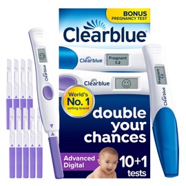 Clearblue 10 Advanced Digital Ovulation Tests and 1 Pregnancy Test Kit – Typically IDENTIFIES at Least 2X More Fertile Days vs LH only Ovulation Test Strips, Double Your Chances of Getting Pregnant