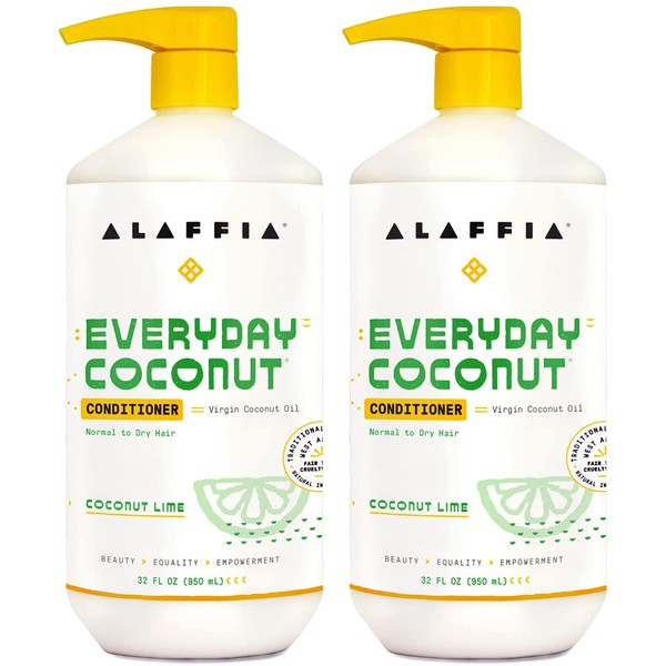 Alaffia Everyday Coconut Conditioner, Coconut Lime 32 FZ (Pack of 2)
