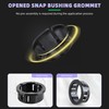 BOPOREAE 50pcs Opened Black Snap Bushing 3/8"(10mm) Mounting Dia, Plastic