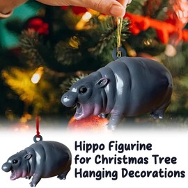 Bouncy Pork Pygmy Hippo Statue,M-o-o|Deng Hippo,Home Furnishing Decoration Charm,Creative Decorative Ornaments Modern Tabletop Decor for Bookshelf Car Bedroom (A)