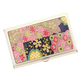 Agility affa "Piatto" Card Case, Business Card Holder, Stainless Steel, Metal, Cowhide Leather, Washi, Japanese Pattern, Business Accessories, cherry blossom