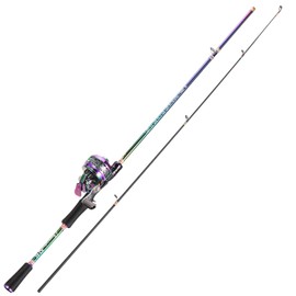 Sougayilang 5.9ft Fishing Reel Rod Combo, Two Pieces Colorful Poratble Light Weight Casting Rod with Spincast Fishing Reel for Freshwater