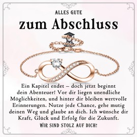 PDTU Graduation Gift, Bracelet Infinity Sign Graduation Gift for Girls, Graduation Gifts for Graduation Gifts for Graduation, Bachelor Master for Girls, Teenagers, Daughter, Granddaughter, Girlfriend, Rose Gold