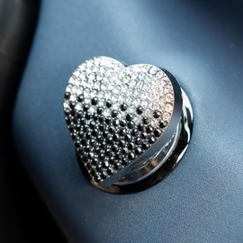 Rislobx Bling Heart Car Engine Start Button Cover, Crystal Anti Scratch Protective Cover for Push Start Button, Bling Ignition Decor Car Interior Accessories for Women (Black Gradient)