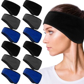 Geyoga 12 Pcs Ear Warmer Headband Winter Headbands Sports Running Elastic Ear Warmers Warm Covers for Winter(Black, Royal Blue, Dark Gray)