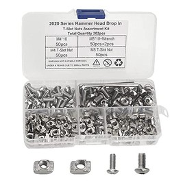 BGTXINGI 200Pcs M4 M5 T Nuts Hammer Head Fastener NutÂ Drop In T Slot Nut Assortment KitÂ Nickel Plated Carbon steel with screws and 2 Wrenches for Aluminum Profile