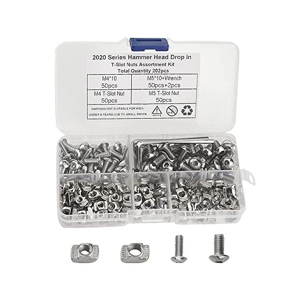 BGTXINGI 200Pcs M4 M5 T Nuts Hammer Head Fastener NutÂ Drop