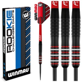 WINMAU Rookie Red Brass Darts Set with Flights, Shafts (Stems) and Exclusive Darts Booklet