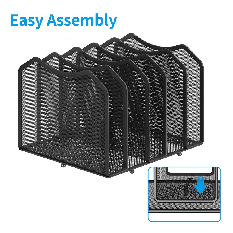 Simple Trending Mesh Desktop File Sorter Organizer, 5-Section Bookshelf for