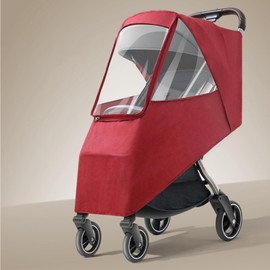 Stroller Rain Cover, Waterproof Coldproof Transparent Toddler Travel Weather for Rainy Day (Wine Red)