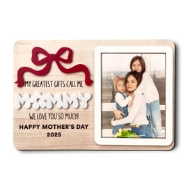 TOKAYEN Fridge Magnetic Picture Frame, Mothers Day Picture Frame 2025, Wooden Magnet Photo Holder, Sentimental Gift For Mom, First Mother's Day Gift