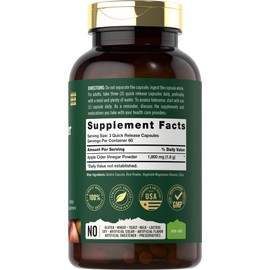 Tahoe Nutritionals Apple Cider Vinegar Capsules | 1800mg | 180 Count | Non-GMO, Gluten-Free Supplement