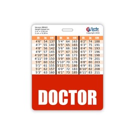 Doctor Badge Buddy Horizontal w/Height & Weight Conversion Charts (Oversized, Red)