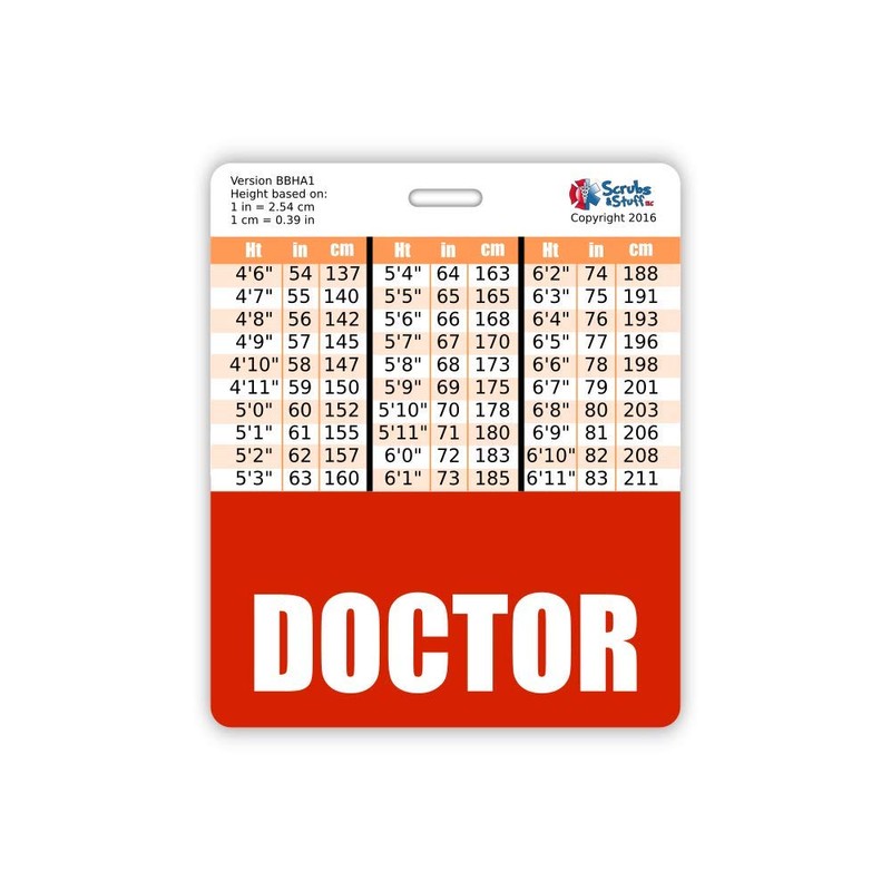 Doctor Badge Buddy Horizontal w/Height & Weight Conversion Charts (Oversized,