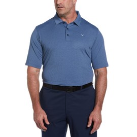 Callaway Men's Ventilated Classic Jacquard Short Sleeve Golf Polo, Stretch Seams, Moisture-Wicking (Available Tall), Peacoat, 4X-Large Big