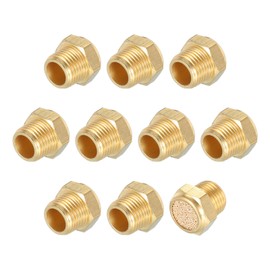 sourcing map Pneumatic Muffle, 1/8" NPT Male Long Exhaust Muffler Solenoid Valve Brass Muffler Noise Silence Air Cylinder Accessories for Valve, 10 Set