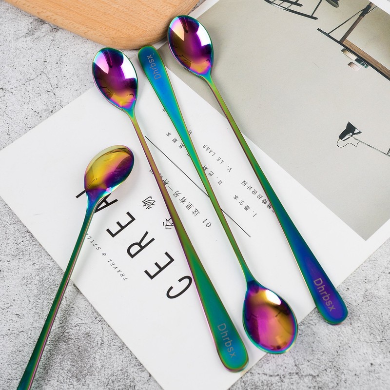 Long-handled ice tea spoon, cocktail stir spoons, stainless steel coffee