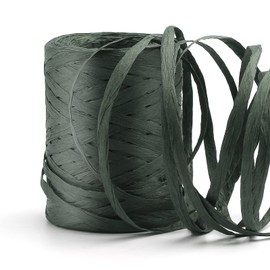 KAMAIKA 100 m Raffia Ribbons Raffia Paper Cord, Dark Green Natural Raffia Ribbon, Raffia Rope, Artistic Gift Ribbon for Gift Wrapping, Craft Projects, Weaving and Gardening