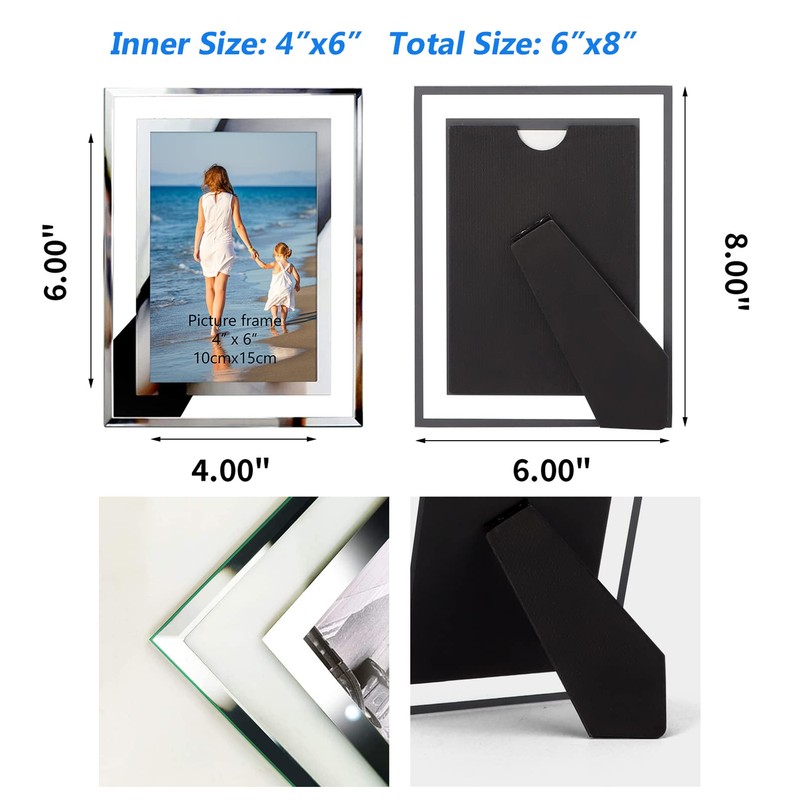 Hoikwo Bulk 4x6 Simple Elegant Picture Frames, 6 Packs Silver