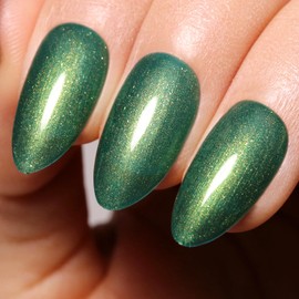 Imtiti Pearl Gel Nail Polish,0.5 Fl Oz Metallic Green Glitter Drawing Gel Polish Shell Thread Shimmer Mermaid Nail Gel Polish Soak Off UV LED for Home DIY Nail Art Manicure Salon