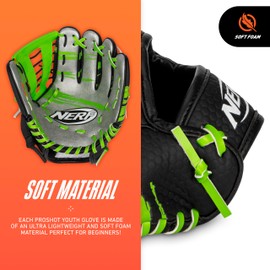 NERF Proshot Kids Teeball Glove + Ball Set - Youth Baseball Glove + Foam Ball - Boys + Girls Teeball Mitt Set - Adjustable Fit for Kids - Right Hand Throw - 8.5"