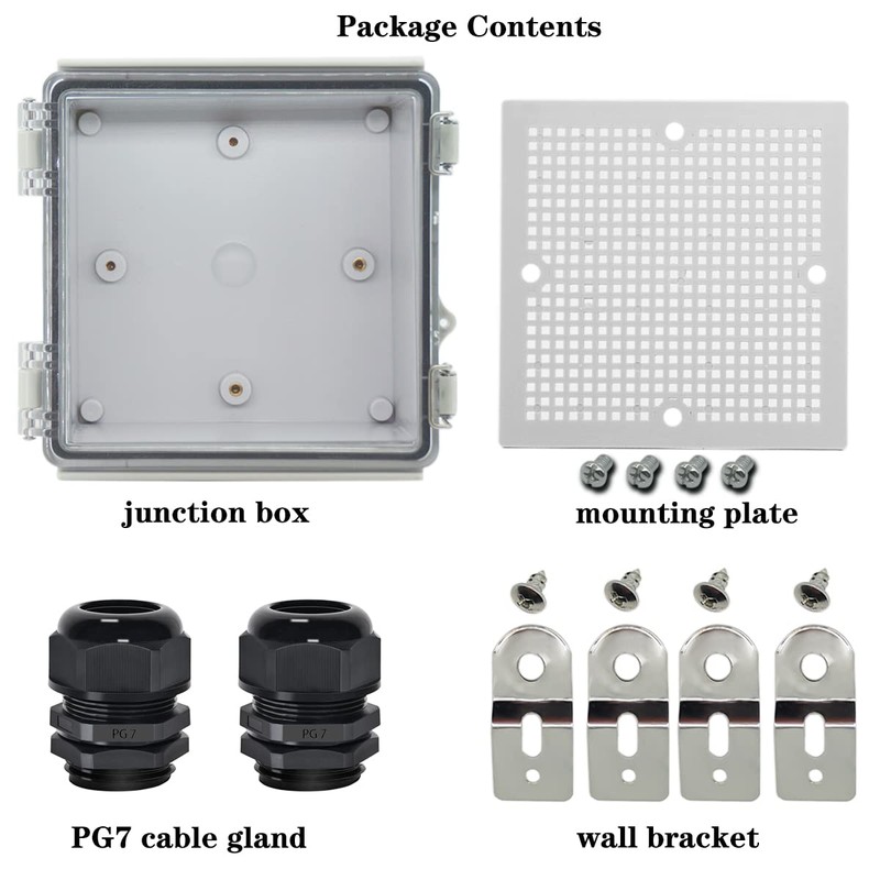 Zulkit Junction Box IP67 Waterproof Electrical Box Hinged Clear Cover