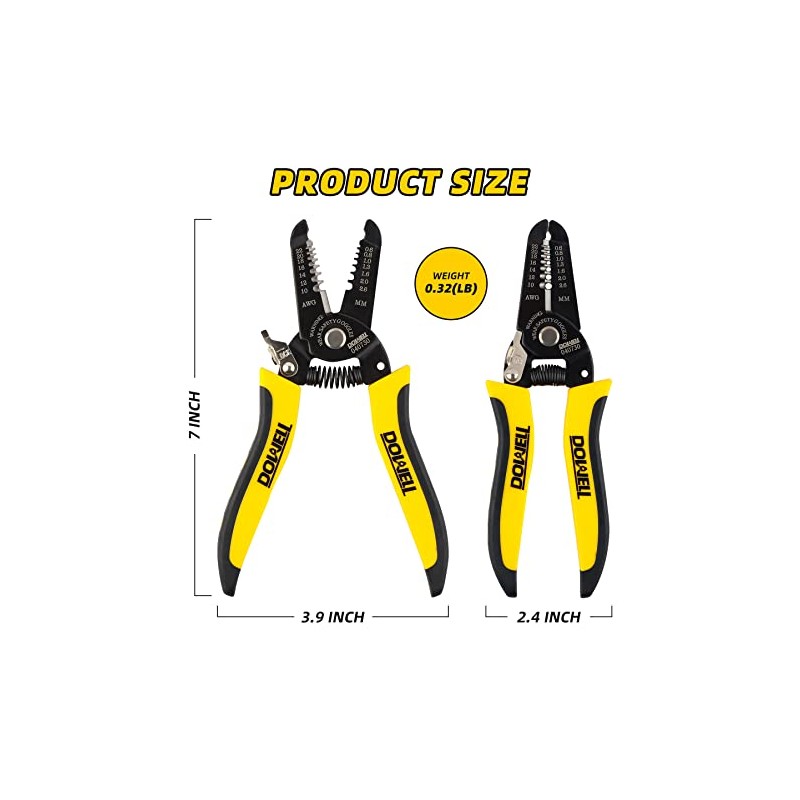 DOWELL 10-22 AWG Wire Stripper Cutter Wire Stripping Tool And