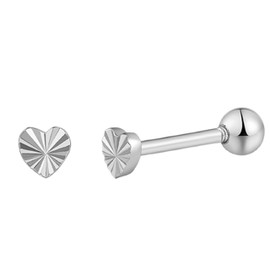 XENOX® Piercing Earrings - Heart Piercing Made of High-Quality 925 Sterling Silver, Sterling Silver, No Gemstone