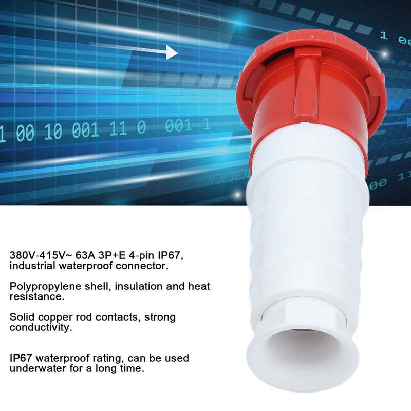 Industrial Aviation Plug Connector Three Phase 63A 3P+E 4 Core