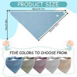 5 Stück Lätzchen Baby Dreieckstuch, Baby Musselin Halstuch, Halstuch Sabberlätzchen Baby Verstellbare für Junge und Mädchen