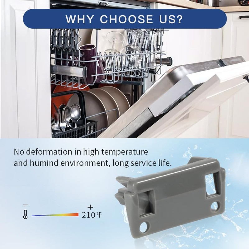 [Upgraded] 2Pcs Dishwasher Rack Stop Clip W10195622, Upper Dishrack Slide