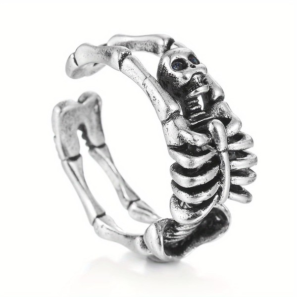 Genérico Anillo Ajustable Unisex de Esqueleto Estilo Punk o Gótico,